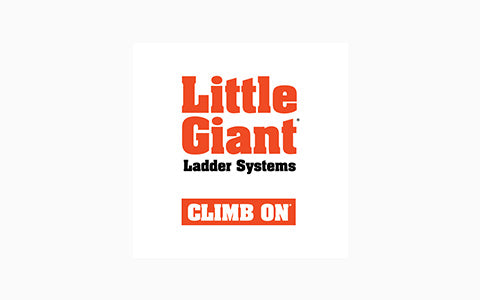 Little Giant Ladders logo with trademark text that says 'Climb On'