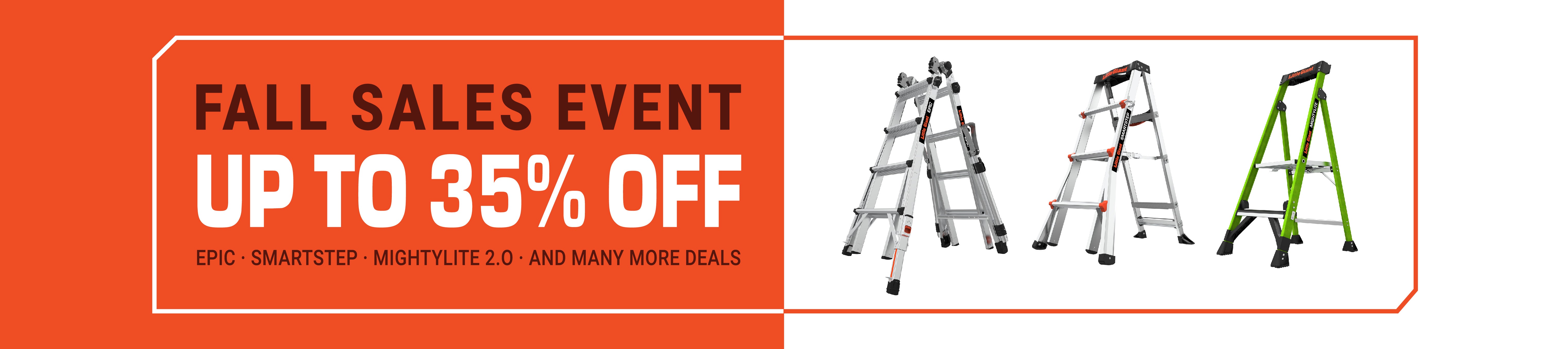 Fall sale event banner - up to 35% off on Little Giant ladders